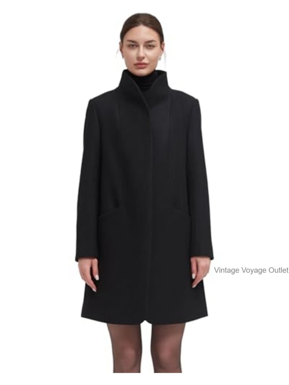 IKAZZ Women's Long Sleeve Cocoon Trench Coat with Hidden Buttons